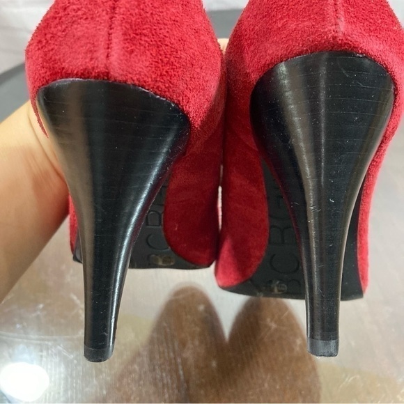 BCBGeneration Red Suede Leather round toe block heel pumps in size 7!new - Picture 11 of 17